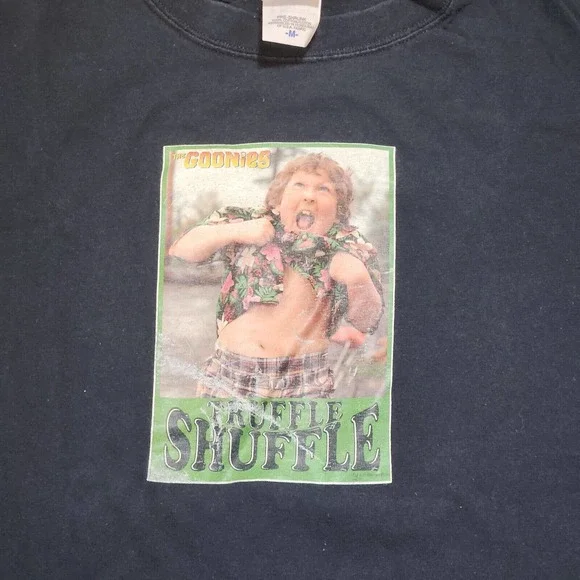 VTG Y2K The Goonies Truffle Shuffle Mens Adult M Medium T Shirt Anvil Black - Picture 3 of 7